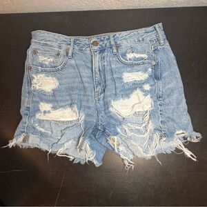 American Eagle Blue Distressed Jean Shorts